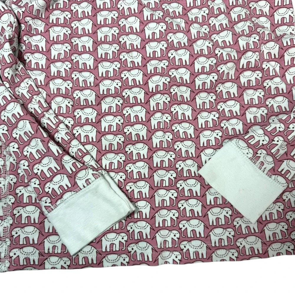 Roller Rabbit Elephant Pajama Set Kids Size 12 Pink Pima Cotton Made Peru PJ